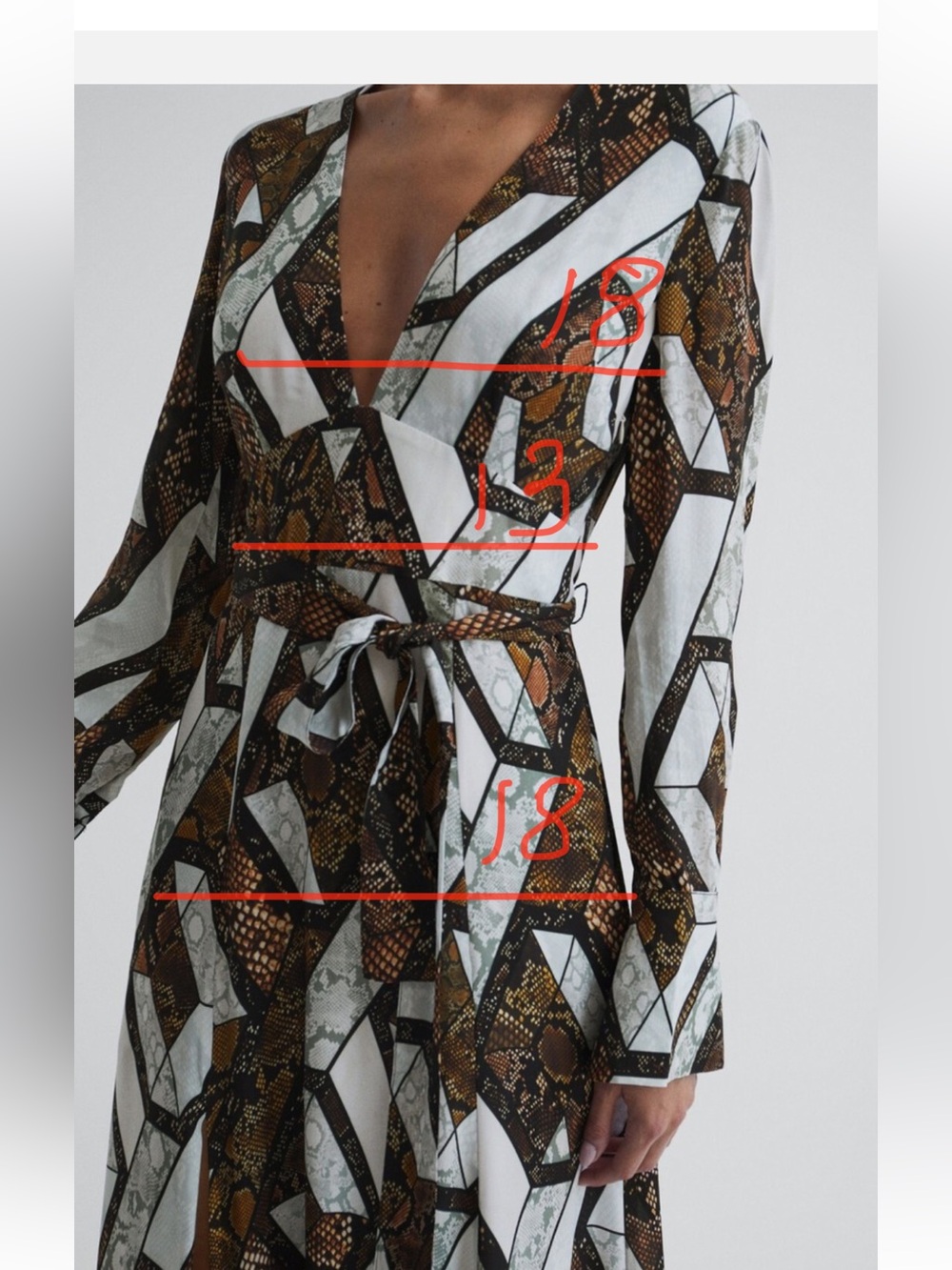 £268 NWT Reiss Loren Snake Print Plunge Maxi Dress Brown US 4 - Picture 13 of 16